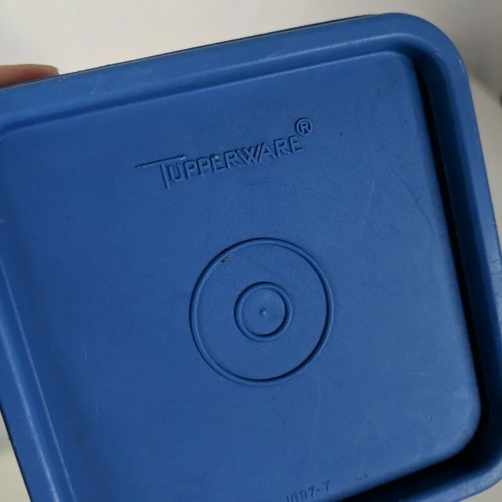 Tupperware Cheese Keeper Block Storage Container Holder 1696-3 Blue Lid Velveeta